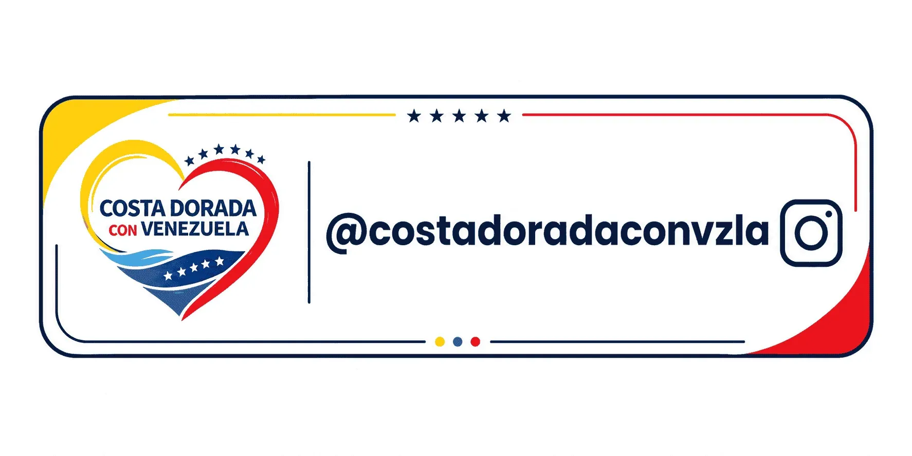 Etiqueta de Instagram de Costa Dorada con Venezuela con el logo y el usuario @costadoradaconvzla