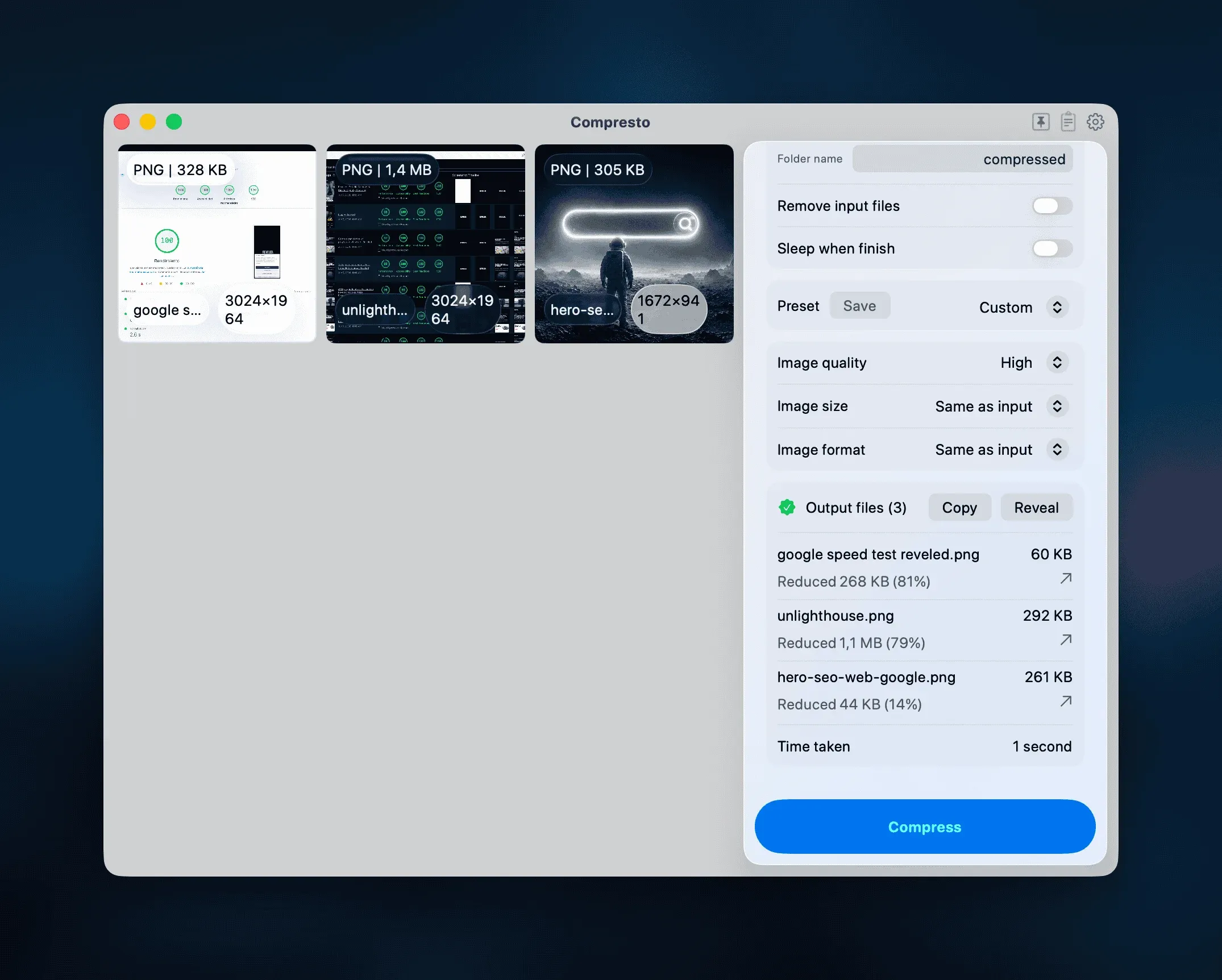 Métricas de optimización web de un proyecto de Reveled