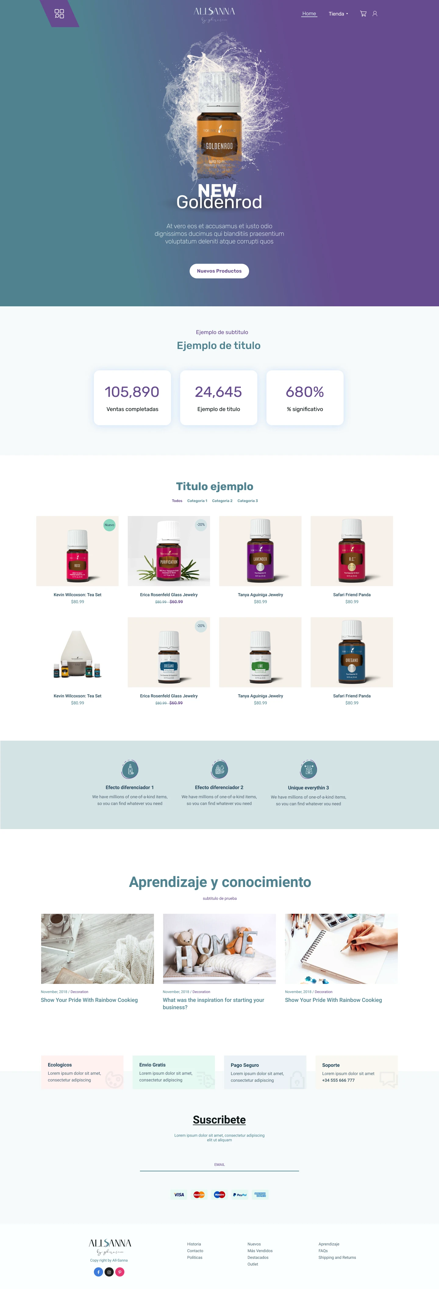 Allsanna — diseño web detalle