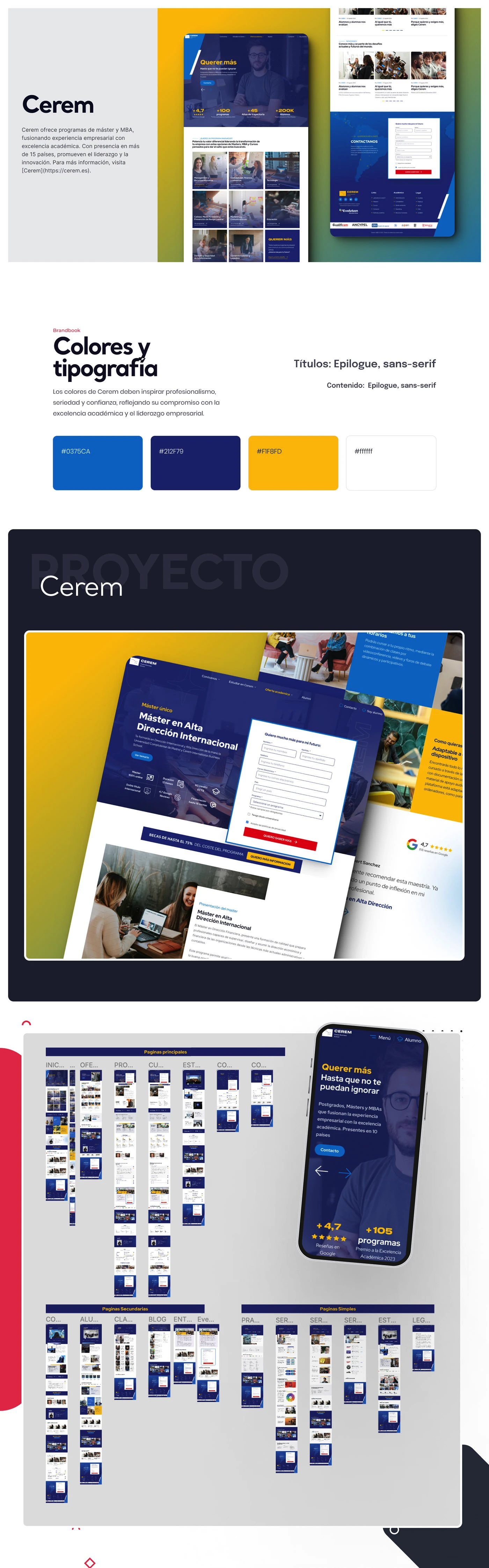Cerem Business School — detalle del rediseño UI/UX